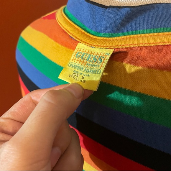 Guess x Farmers Market Men’s Vintage Sean Wotherspoon Rainbow Striped Shirt - Picture 2 of 5